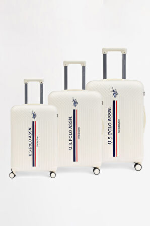 U.S. Polo Assn. Polipropilen Kırılmaz 3'lü Valiz Seti Beyaz 24074