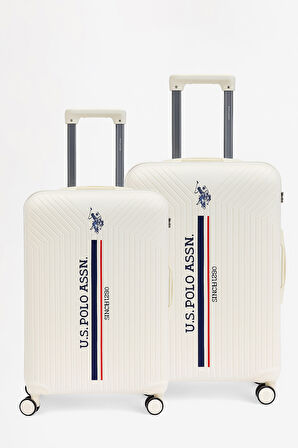 U.S. Polo Assn. Polipropilen Kırılmaz 2'li Valiz Seti Büyük ve Orta Boy Beyaz 24074
