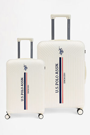 U.S. Polo Assn. Polipropilen Kırılmaz 2'li Valiz Seti Büyük ve Kabin Boy Beyaz 24074