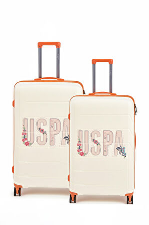 U.S. Polo Assn. Polipropilen Kırılmaz 2'li Valiz Seti Büyük ve Orta Boy Beyaz 24060