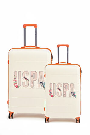 U.S. Polo Assn. Polipropilen Kırılmaz 2'li Valiz Seti Büyük ve Kabin Boy Beyaz 24060