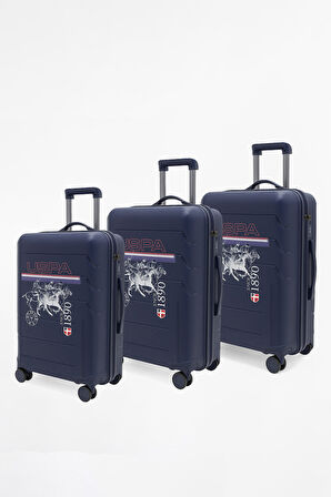 U.S. Polo Assn. Polipropilen Kırılmaz 3'lü Valiz Seti Lacivert 24053