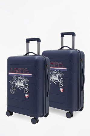 U.S. Polo Assn. Polipropilen Kırılmaz 2'li Valiz Seti Büyük ve Orta Boy Lacivert 24053