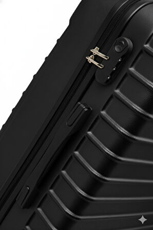 Büyük Boy Valiz 4x2 Teker Siyah-Siyah 1168-S