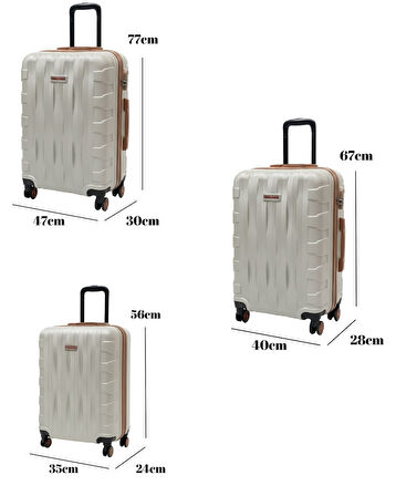 3'lü Valiz Seti Büyük Boy - Orta Boy - Kabin Boy Vizon-Taba 1167