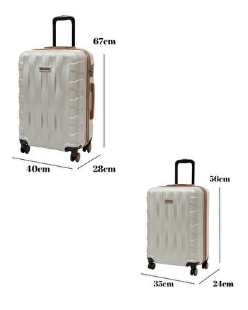 2'li Valiz Seti Orta Boy - Kabin Boy Vizon-Taba 1167