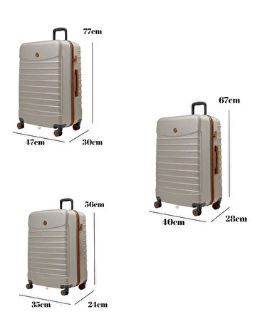 3'lü Valiz Seti Büyük Boy - Orta Boy - Kabin Boy Vizon-Taba 1168