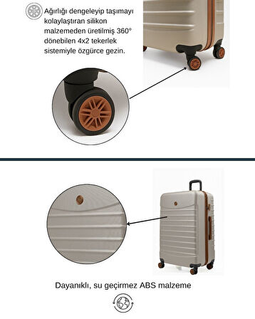 2'li Valiz Seti Orta Boy - Kabin Boy Vizon-Taba 1168