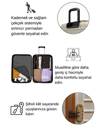 2'li Valiz Seti Orta Boy - Kabin Boy Vizon-Taba 1168