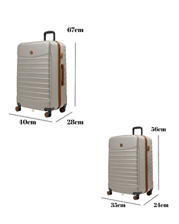 2'li Valiz Seti Orta Boy - Kabin Boy Vizon-Taba 1168