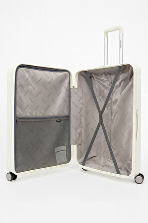 Pierre Cardin Büyük Ve Orta Boy 2'li Set %100 Polipropilen Valiz Beyaz 04PC7090