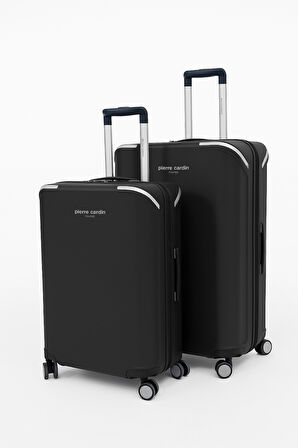 Pierre Cardin Büyük Ve Orta Boy 2'li Set %100 Polipropilen Valiz Siyah 04PC7090
