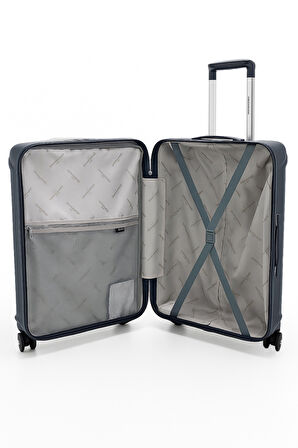 Pierre Cardin Büyük Ve Kabin Boy 2'li Set %100 Polipropilen Valiz Lacivert 04PC7090