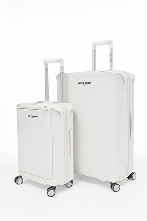 Pierre Cardin Büyük Ve Kabin Boy 2'li Set %100 Polipropilen Valiz Beyaz 04PC7090