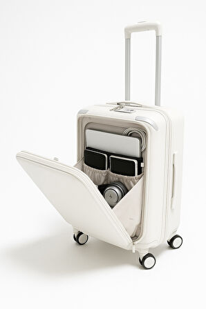 Pierre Cardin Büyük Ve Kabin Boy 2'li Set %100 Polipropilen Valiz Beyaz 04PC7090