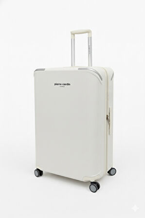 Pierre Cardin Orta Ve Kabin Boy 2'li Set %100 Polipropilen Valiz Beyaz 04PC7090