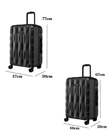 2'li Valiz Seti Büyük Boy - Orta Boy Siyah-Siyah 1167-S