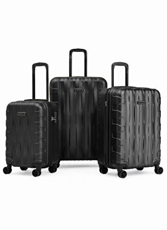 3'lü Valiz Seti Büyük Boy - Orta Boy - Kabin Boy Siyah-Siyah 1167-S