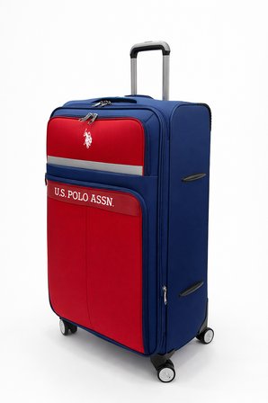 3'lü Valiz Seti 4 Teker U.S. Polo Assn. Kumaş Valiz Lacivert-Kırmızı 26051