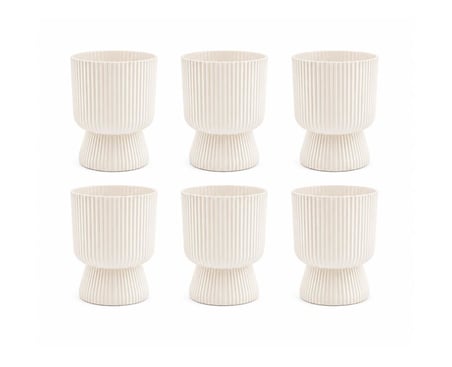 SO-LTSA01 Lotus Ayaklı Plastik Vazo Çiçek Saksı 1.8 Litre No:1 Beyaz 6 Adet 