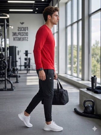 Erkek Kırmızı Spor Sweatshirt