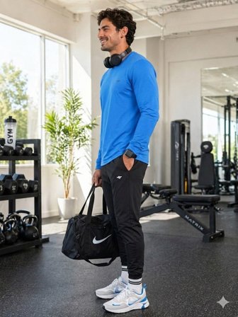 Erkek Mavi Spor Sweatshirt