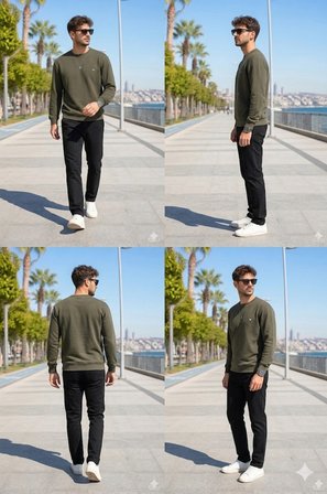 Erkek Haki Sweatshirt