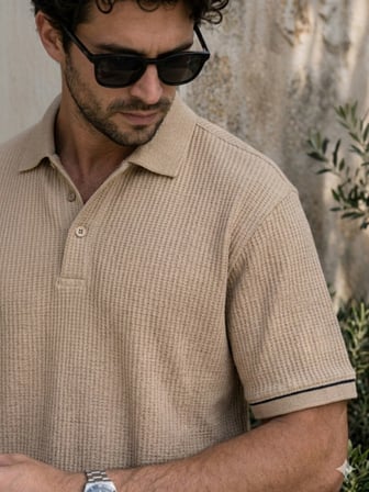 Erkek Bej Polo Yaka T-Shirt