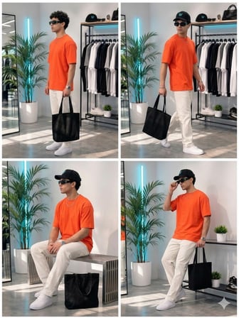 Erkek Turuncu O Yaka Basic T-Shirt