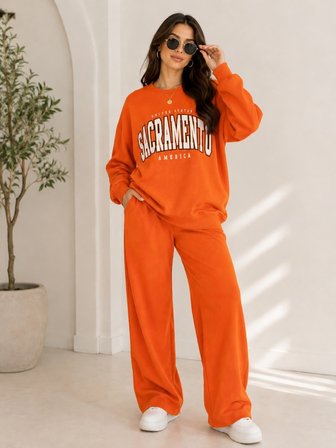 Kadın Turuncu Bisiklet Yaka Sweatshirt