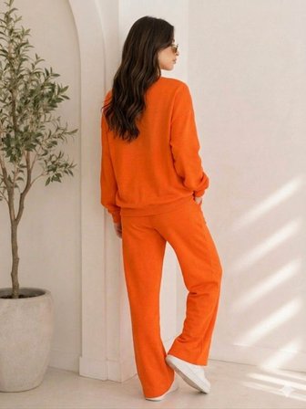 Kadın Turuncu Bisiklet Yaka Sweatshirt
