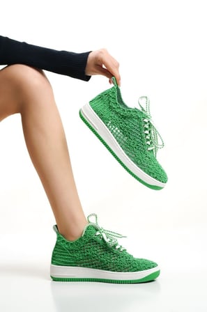 Kadın Yeşil Örgü Sneaker Spor Ayakkabı