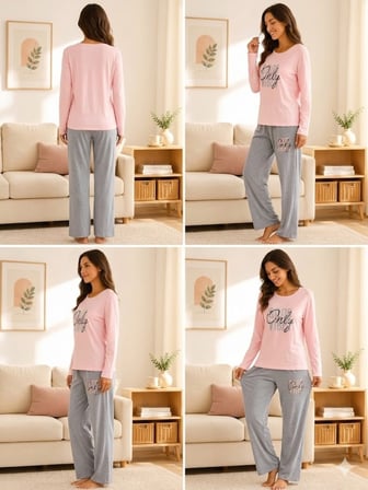 Kadın Pudra Pijama Takımı