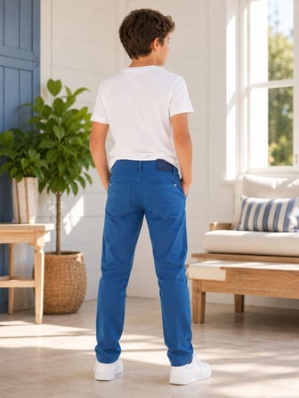 Erkek Çocuk İndigo Keten Pantolon
