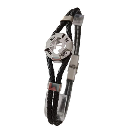 %100 Deri Çoklu Mavi Akik Taşı Bileklik Krom Mıknatıs Kapama 20 Cm