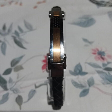 %100 Çelik Gold Kayış Ve Gold Aparatlı Elips Bileklik Krom Kapama 18 Cm