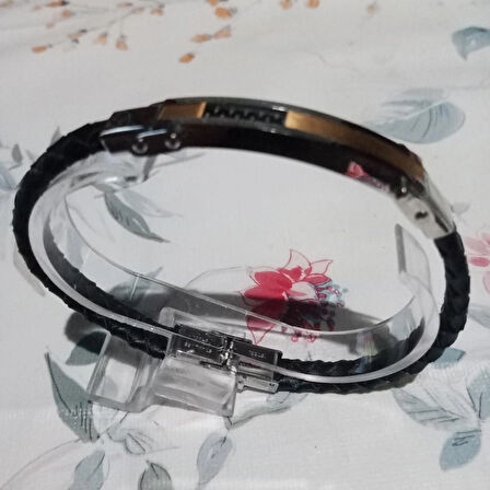 %100 Çelik Gold Kayış Ve Gold Aparatlı Elips Bileklik Krom Kapama 18 Cm