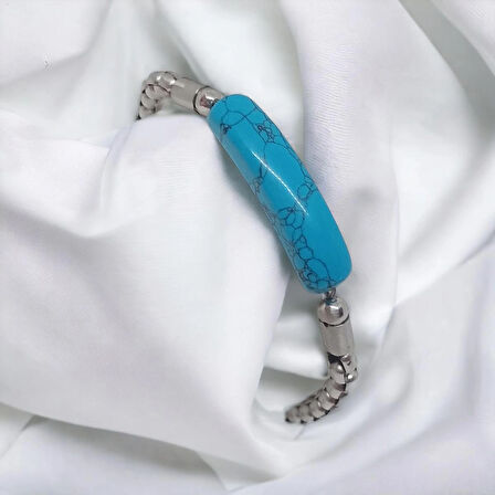 %100 Doğal Obsidyen Taşı Çelik Bileklik Krom Kapama 