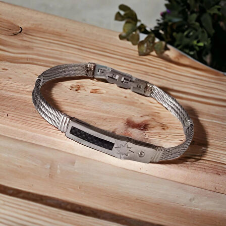 %100 Doğal 6 Mm Çakra Taşı Çelik İp Sarma Bileklik Mıknatıs Kapama 22 Cm 