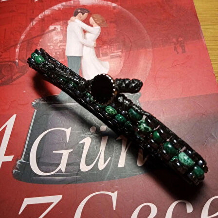 %100 Doğaltaş Çift Sıra Boru Hematit Erkek Bileklik Krom Mıknatıs Kapama 