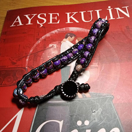 %100 Doğal Varisit Taşı Düğme Kapama Bileklik 18 Cm