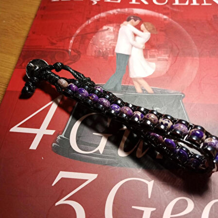 %100 Doğal Varisit Taşı Düğme Kapama Bileklik 18 Cm