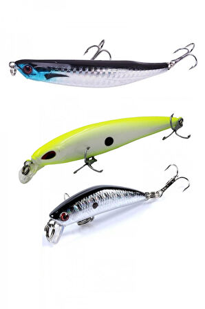 3 lü Set sahte Yem Lures Turna Levrek Alabalık Rapala LüferAilesi JigYem