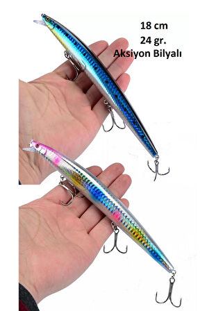 2 Adet 18cm 24gr.Rapala Lures Sahte Balık Yemi Yapay Yem Suni Yem Maket Balık Jig Yem