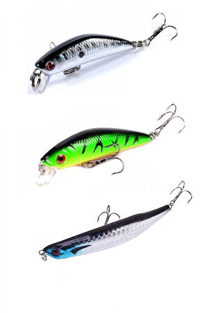3lüSet Rapala Lures YapayYem Turna Levrek Alabalık LüferAilesi JigYemZoka Maket Balık