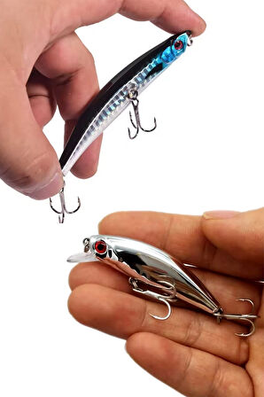 2 Li Set Ayna Rapala Lures Maket Balık Yapay Suni YemTurna Levrek Alabalık LüferAilesi JigYem