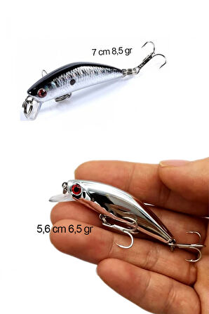 2 Li Set Ayna Rapala Lures Maket Balık Yapay Suni YemTurna Levrek Alabalık LüferAilesi JigYem