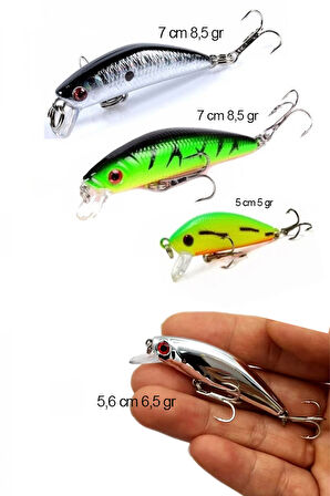 4 Lü Set Ayna Rapala Lures Maket Balık Yapay Suni YemTurna Levrek Alabalık LüferAilesi JigYem