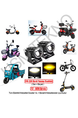 E Bike Led Far Elektrikli Scooter Farı Elektrikli Motosiklet E Bisiklet Far 12v-80v-Uyumlu 2 Adet
