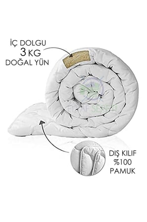 Elyaf Sepeti %100 Doğal Yünden El Dikimi El Sırıması Çift Kişilik Yün Yorgan